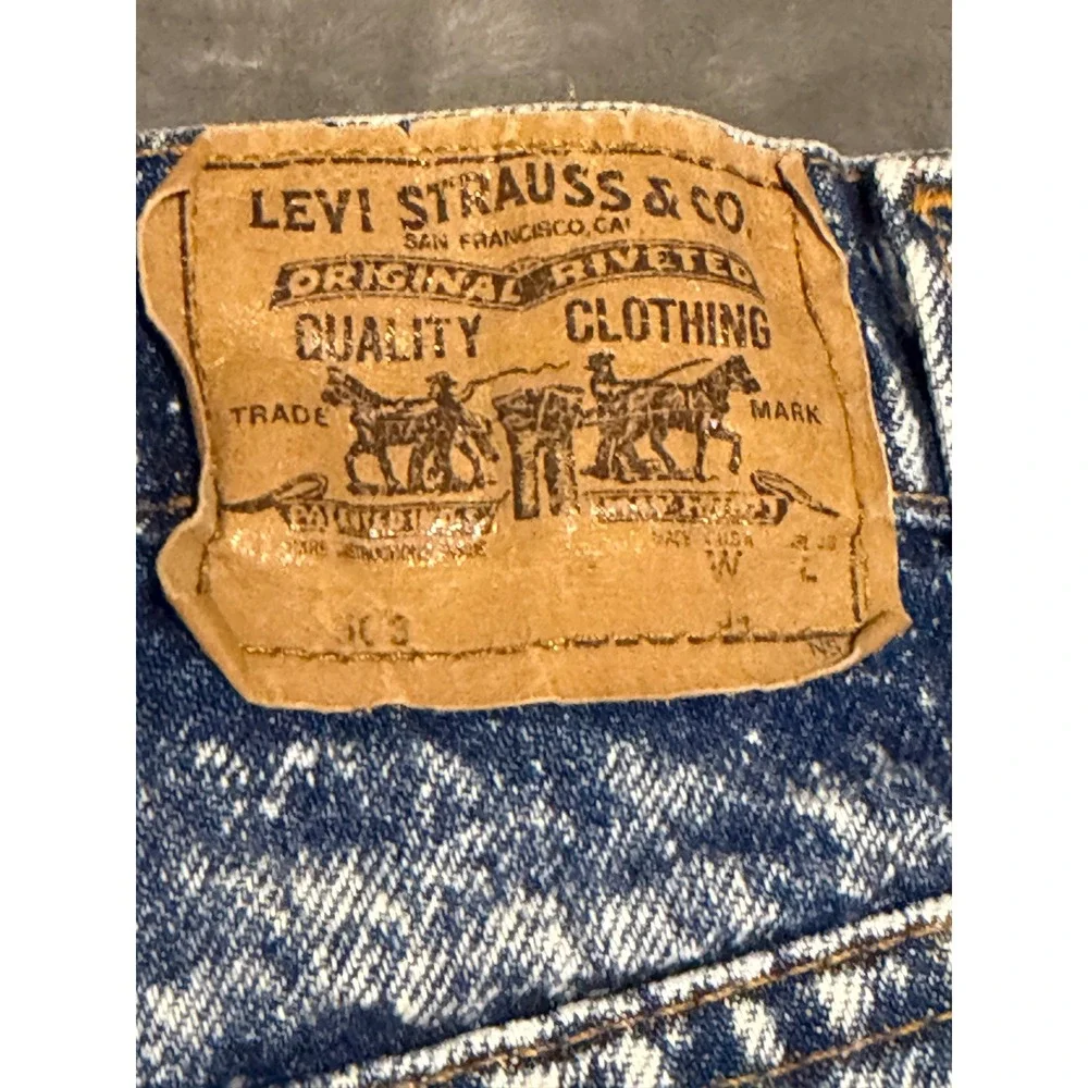 Vintage Levis 505 Acid Wash Denim Shorts Mens 34 Orange Tab Made in USA Raw Hem